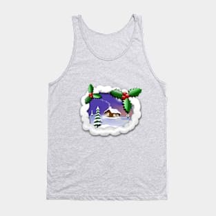 Cheerful Christmas Xmas Holiday Cabin Tree Tank Top